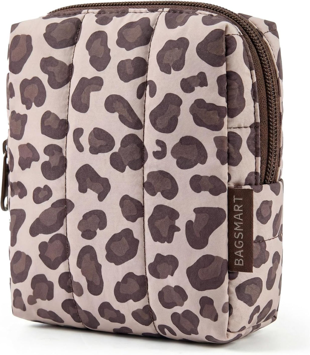 BAGSMART Small Makeup Bag for Women with Slip-in Pocket, Baby Pink