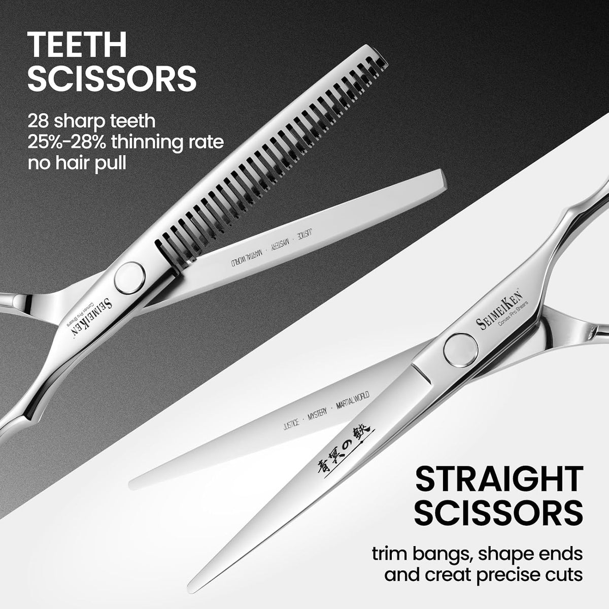 Hair Cutting Scissors Kit, 6" Haircut Scissors Set
