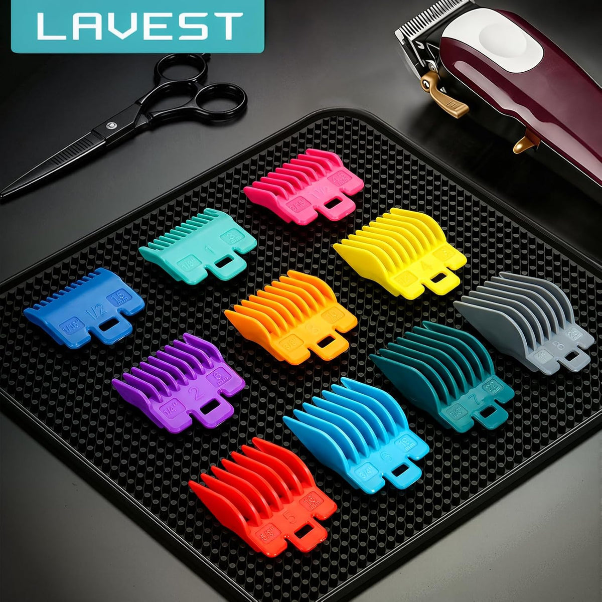 Clipper Guards Set for Most Wahl Clippers with Holder, 10Pcs, Color-coded