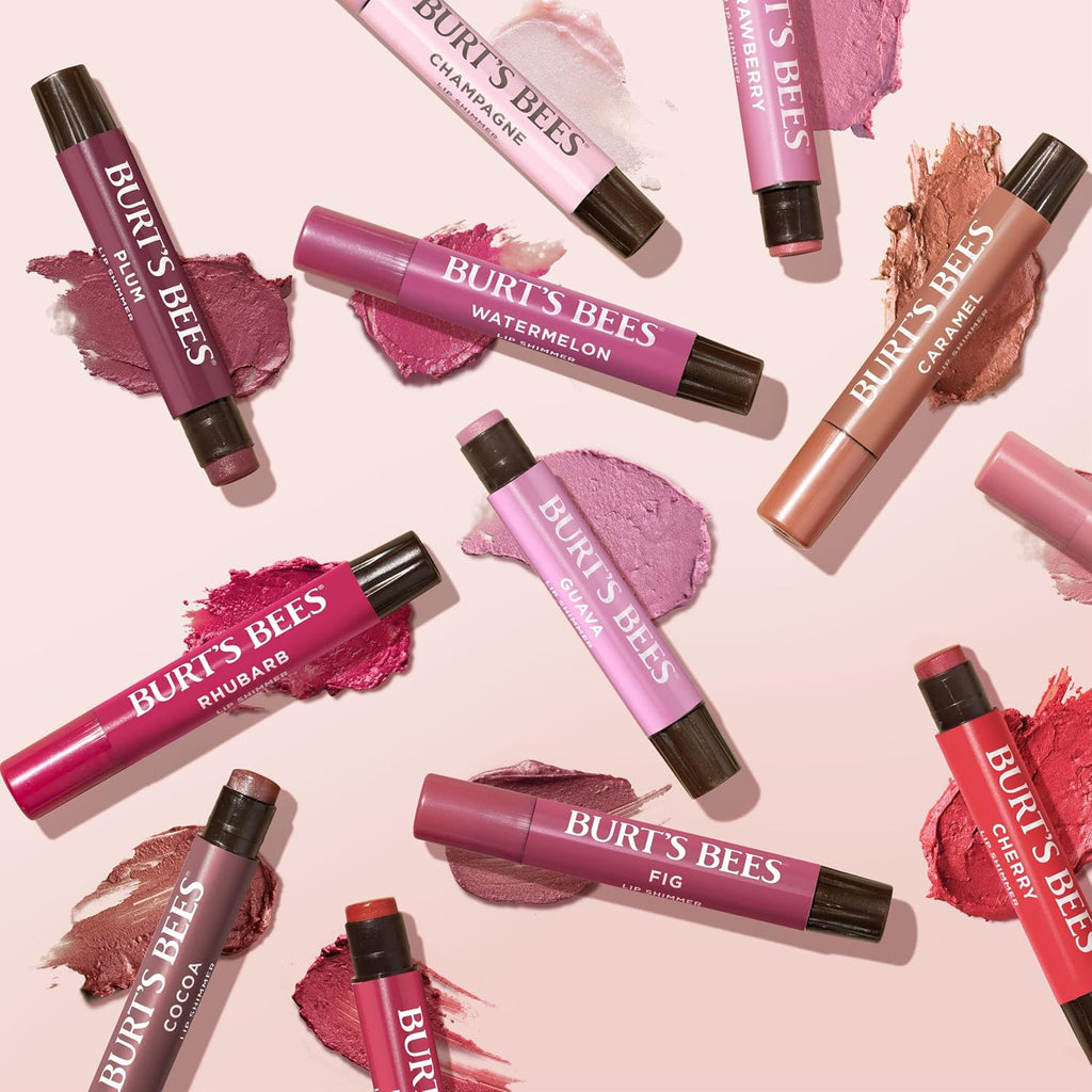 Burt's Bees Shimmer Lip Tint Set, Tinted Lip Balm Stick, Moisturizing for All Day Hydration with Natural Origin Glowy Pi