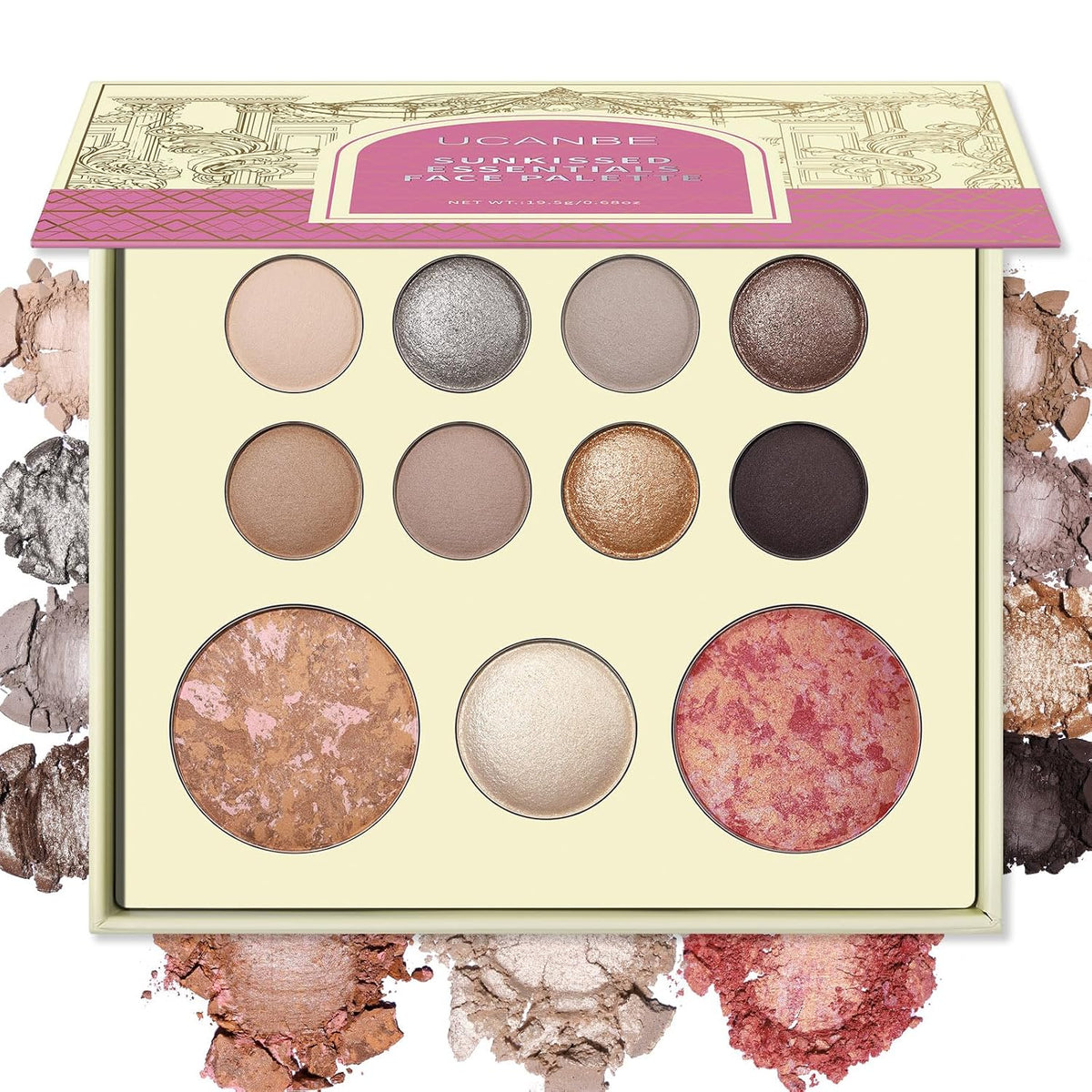 UCANBE All in One Baked Makeup Palette – Eyeshadow, Blush & Bronzer Face Kit, Full Face Makeup Gift Set for Women, Neutr