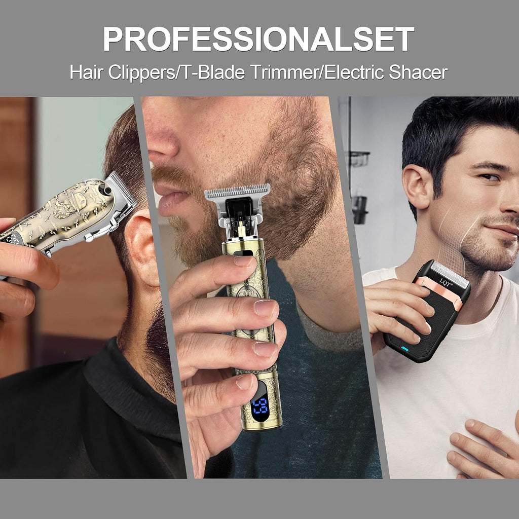 Hair Clippers Set for Men, Hair Clipper Trimmer with LED Display, Professional Cordless Hair Clipper Shaver Beard Trimme