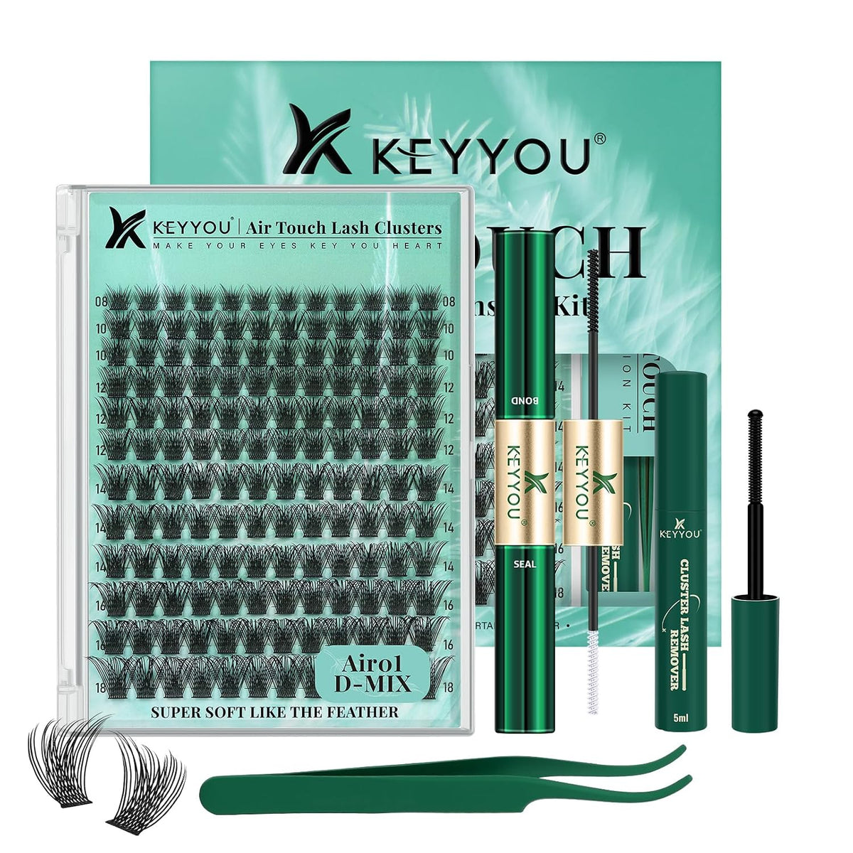 KEYYOU Natural Lash Clusters,Aurora Wispy Lashes,Seamless Mascara Look