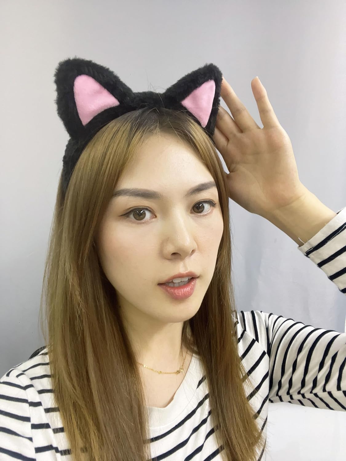 2 Pack Cat Ears Headband, Soft Fuzzy Plush Headbands, One Size Fits Most