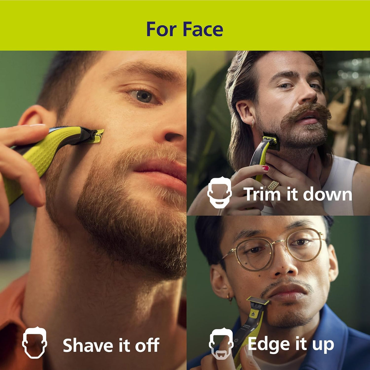 Philips Norelco OneBlade 360 Hybrid Face Trimmer and Shaver, 5 Length Comb