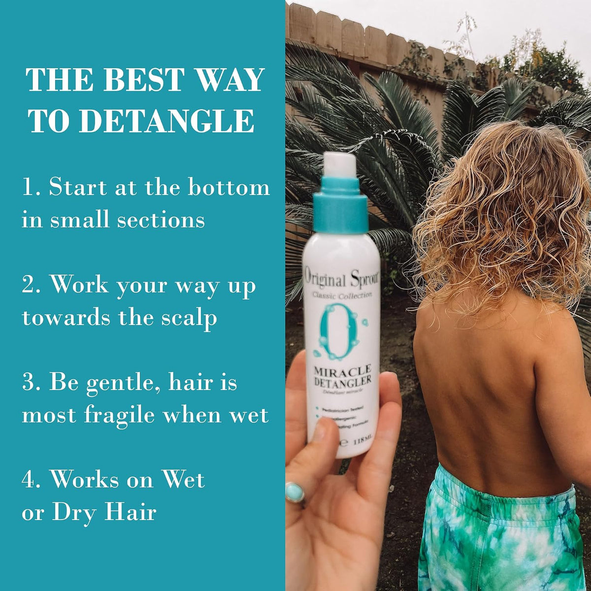 Original Sprout Miracle Detangler Spray, Lightweight Non-Greasy Leave-In Conditioner Spray for All Hair Types, Smooths, 
