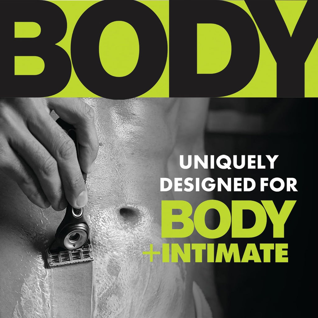 Gillette Labs Body + Intimate Razor For Men, Handle + 4 Blade Refills, Travel Cover