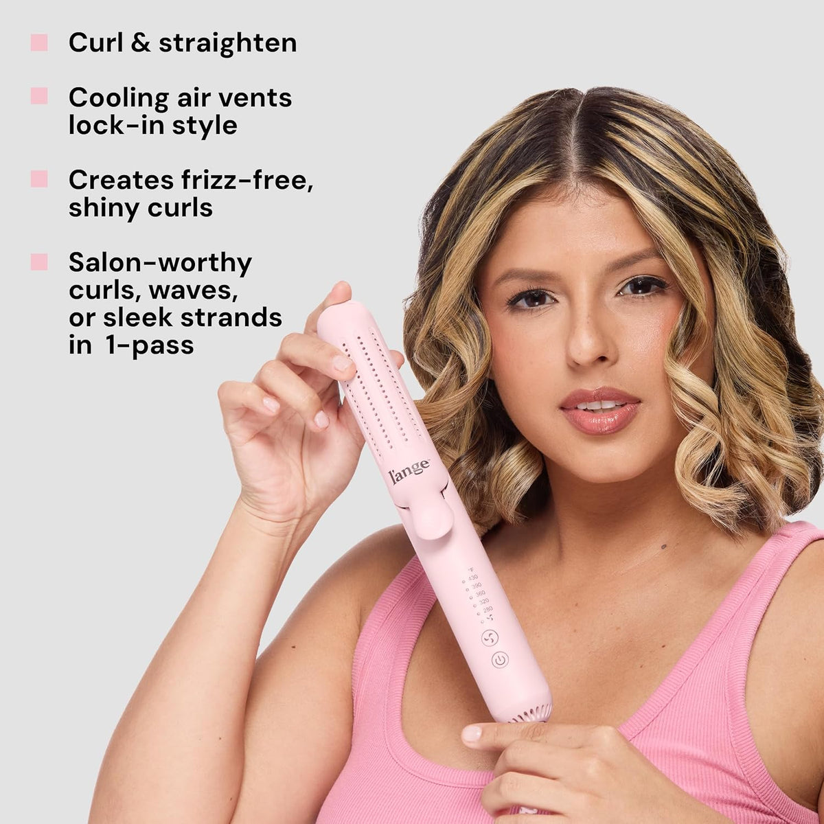 L'ange Hair Le Duo Grande 360° Airflow Styler | Curl & Straighten with One Tool | 5.3" Snag-Free Titanium Plates | Cooli