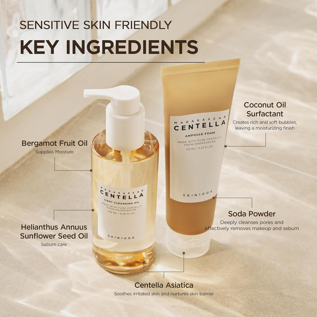 SKIN1004 Centella Double Cleansing Duo, Oil Cleanser, Face Wash 10.99 fl.oz