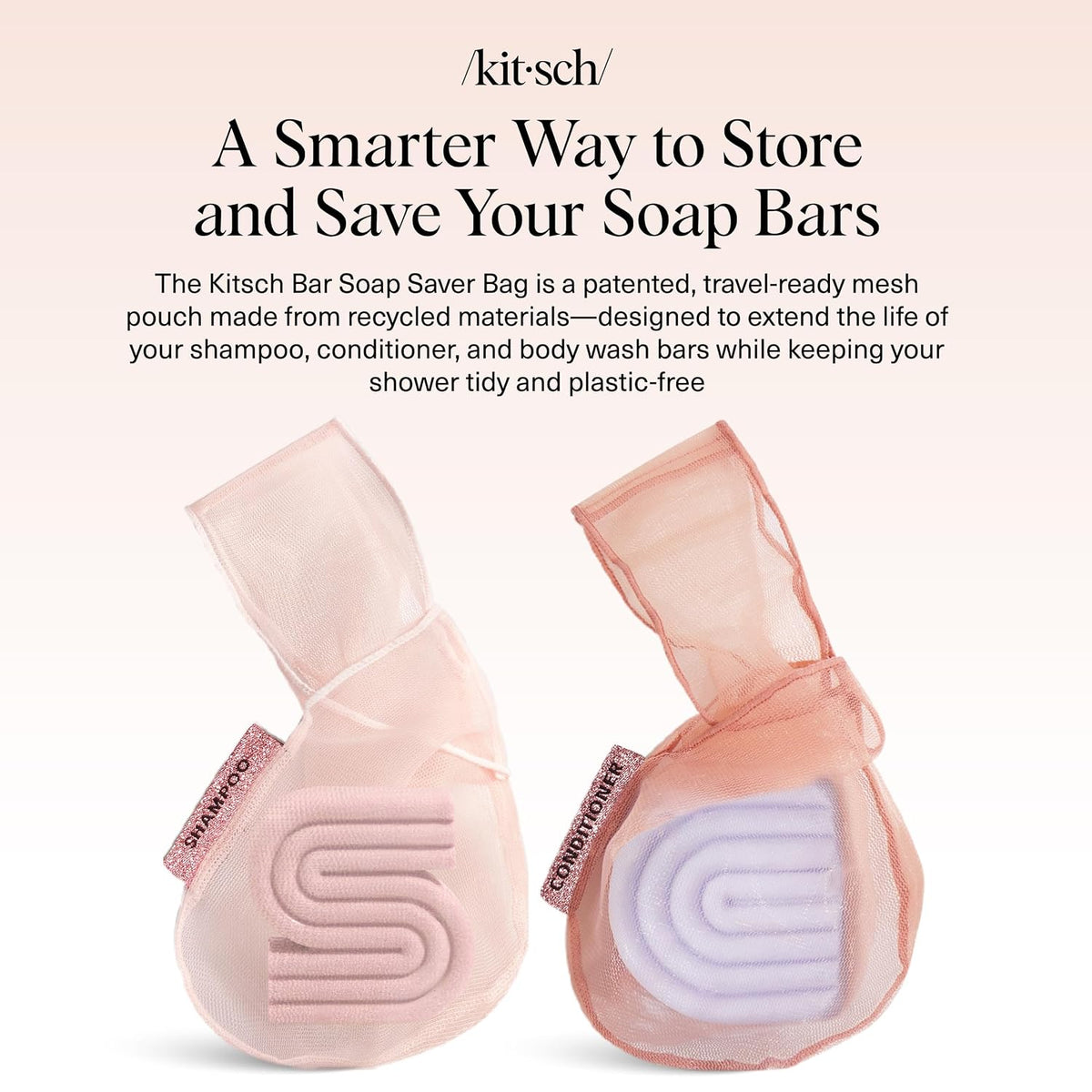 Kitsch Soap Saver Bag – Patented Mesh Bag Soap Holder – 2pc Set