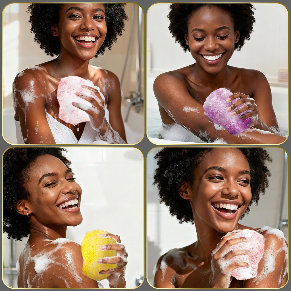 3 Pack African Net Sponge, African Exfoliating Net Bath Sponge Long Net Bath Sponge Exfoliating Shower Body Scrubber Bac