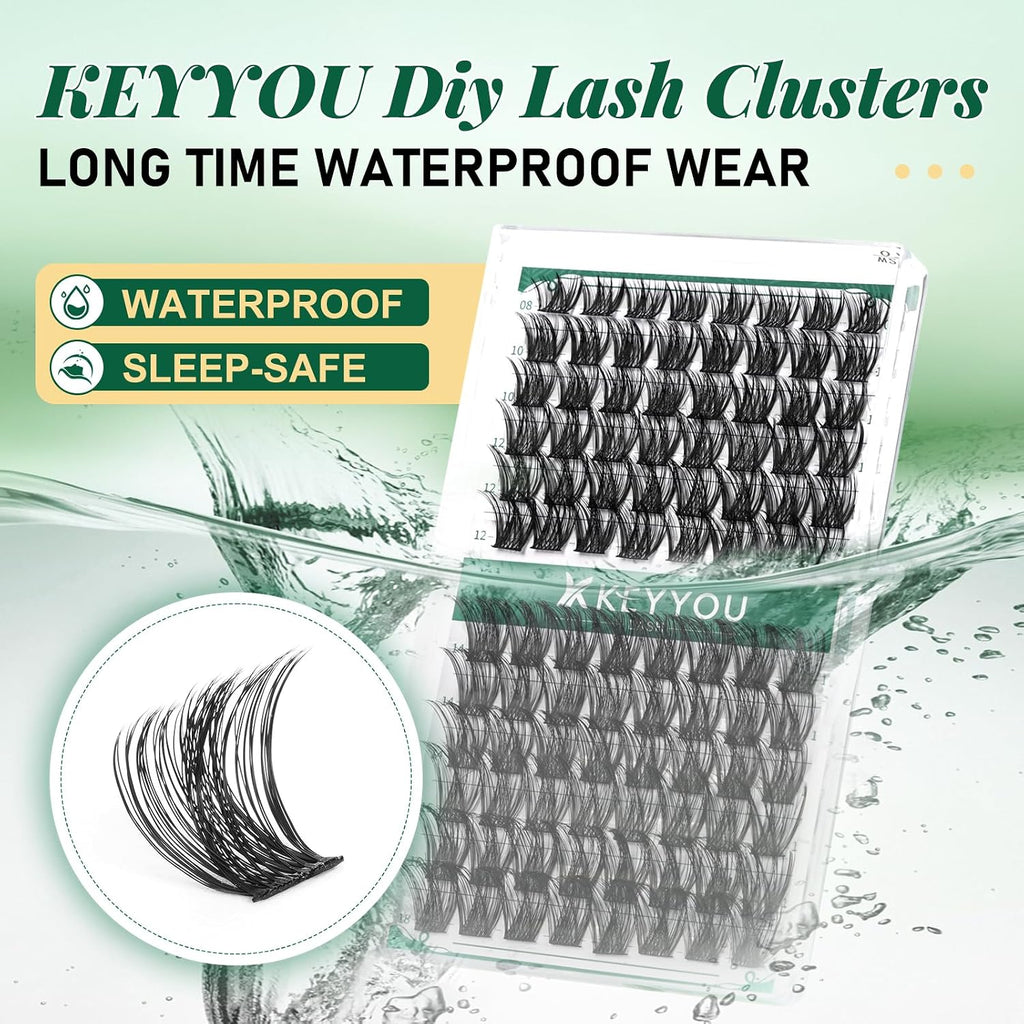 KEYYOU Lash Clusters Eyelash Clusters Natural Wispy D Curl 8-18mm MIX Y01