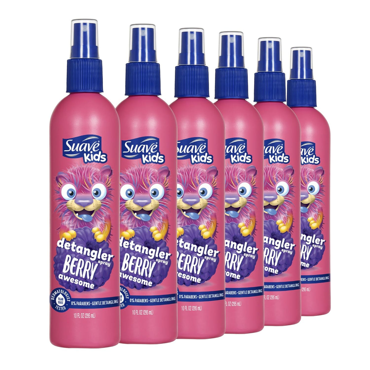 Suave Kids Detangler Spray For Tear-Free Styling, Berry Awesome Dermatologist-Tested Hair Detangler Formula 10 oz, Pack 