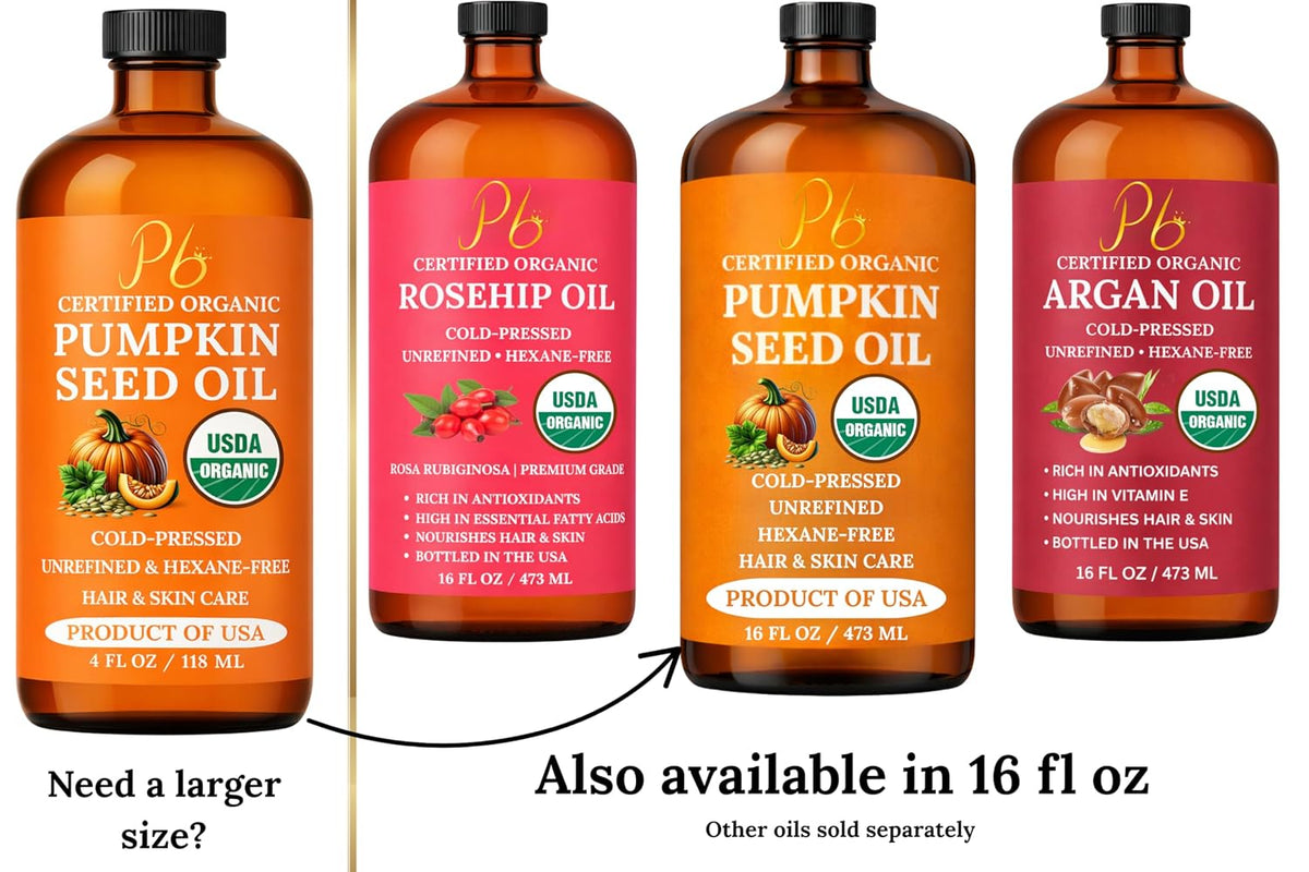 Pumpkin Seed Oil, USA Grown, USDA Organic Pumpkin Seed Oil for Hair Growth