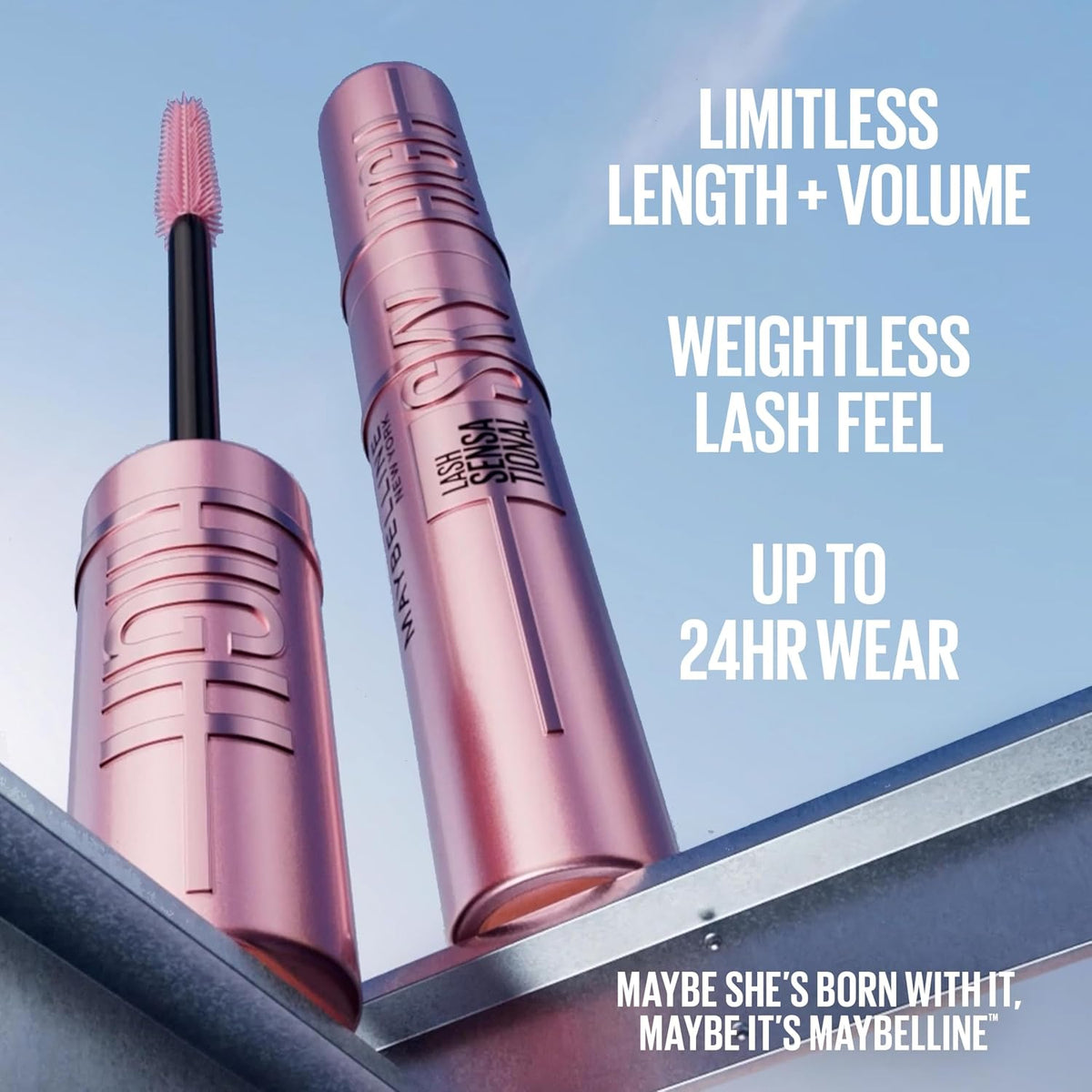Maybelline Lash Sensational Sky High Washable Mascara Makeup, Volumizing, Lengthening, Defining, Curling, Multiplying, B