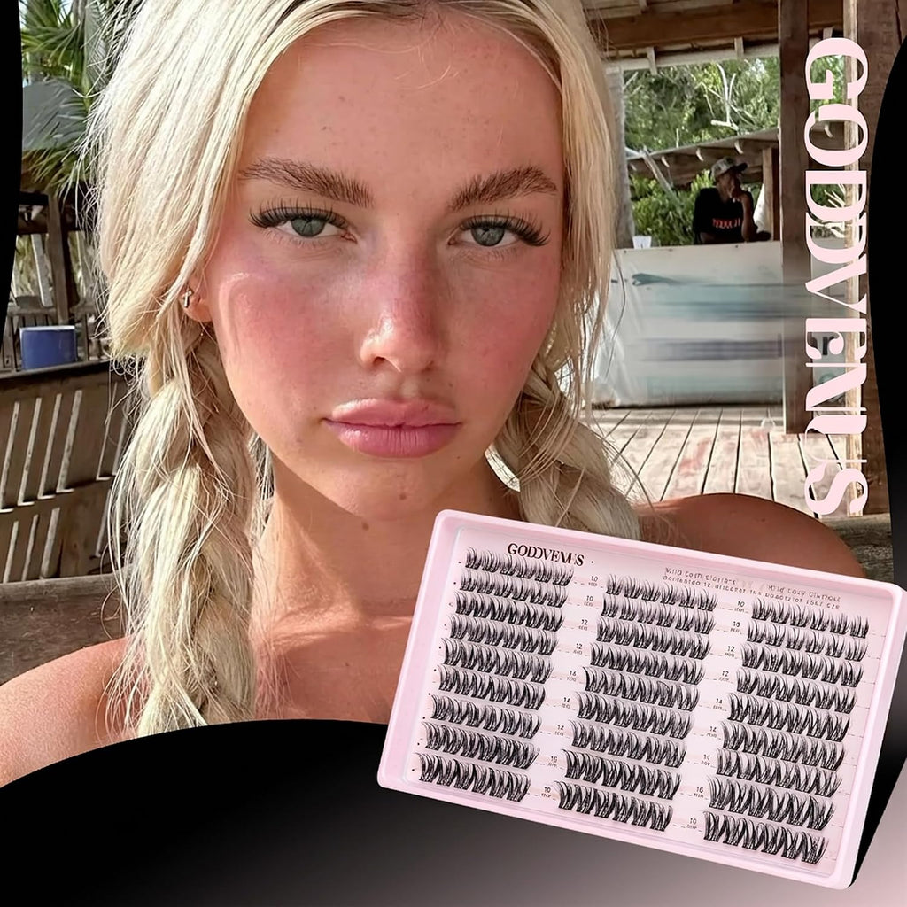 Goddvenus Lash Clusters Natural Wispy Cluster Eyelash Extensions, DIY Lash Extension at Home for Natural Look, D Curly I