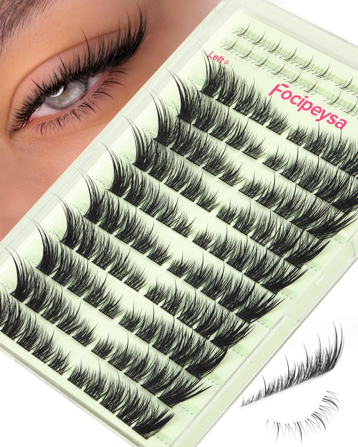 Focipeysa Wispy Lash Clusters Spiky Eyelash Clusters 10-18mm Eyelash Extensions Fox Eye Eyelash Right Left Individual La