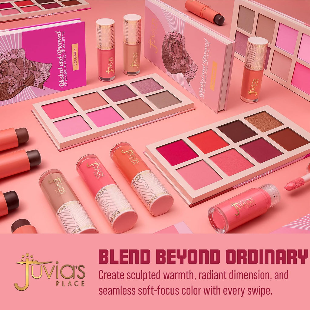 Juvia’s Place Blushed & Bronzed Blurring Pro Palette Volume 2 – 8 Shade Blush & Bronzed Palette, Matte & Shimmer Finishe