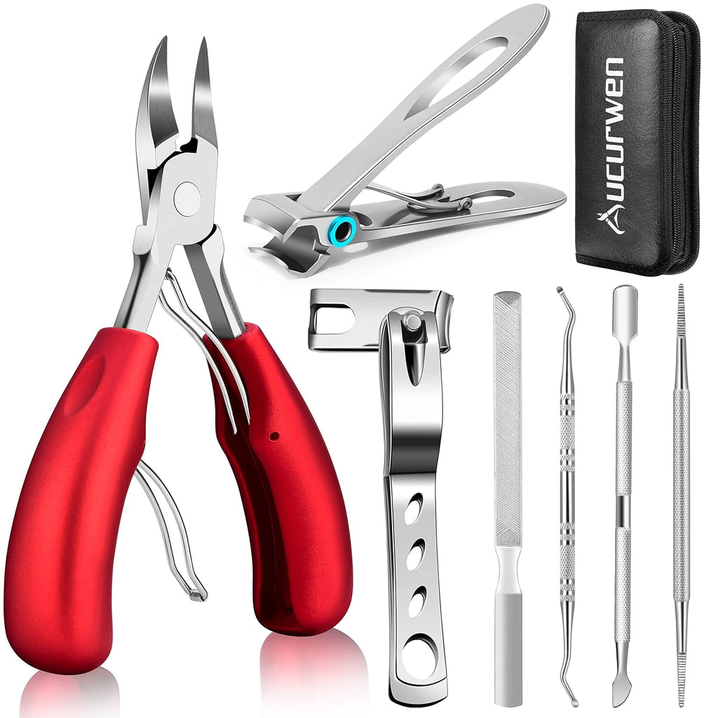 Toenail Clippers for Seniors Thick Toenails, Aucurwen Heavy Duty Toe Nail Clippers Adult Thick Nails Long Handle, Large 