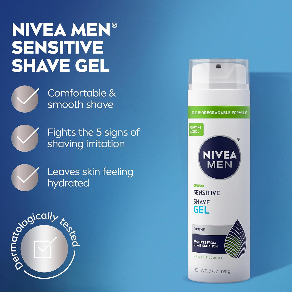 NIVEA MEN Sensitive Shave Gel, No Drying Alcohol, Mulitpack, 3 x 7 OZ