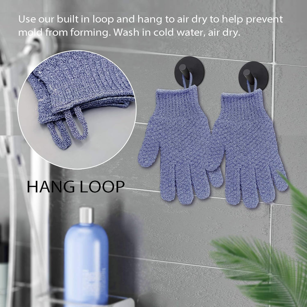 Evridwear Exfoliating Dual Texture Bath Gloves for Shower, Spa, Massage and Body Scrubs, Dead Skin Cell Remover, Gloves 