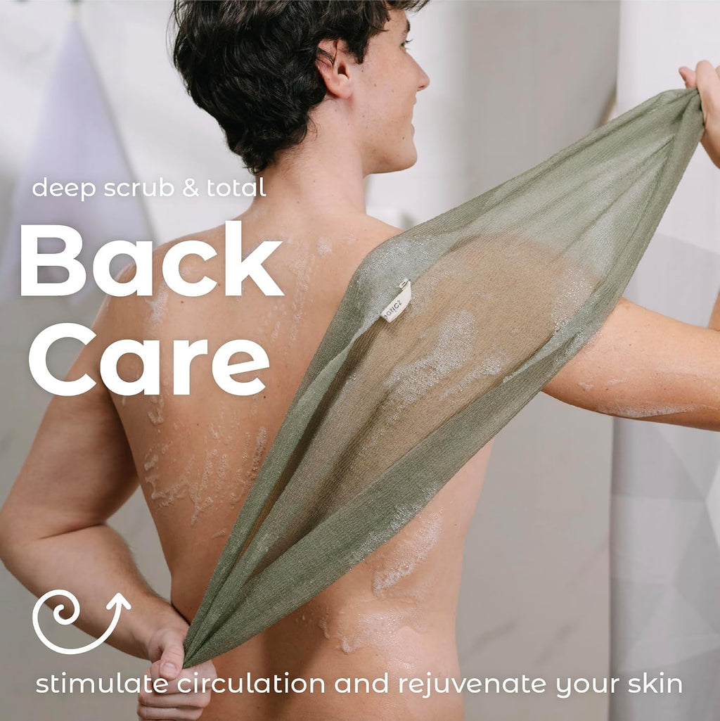 MainBasics Deep Exfoliating Japanese Shower Towel, 3 Pack, Earthy Love