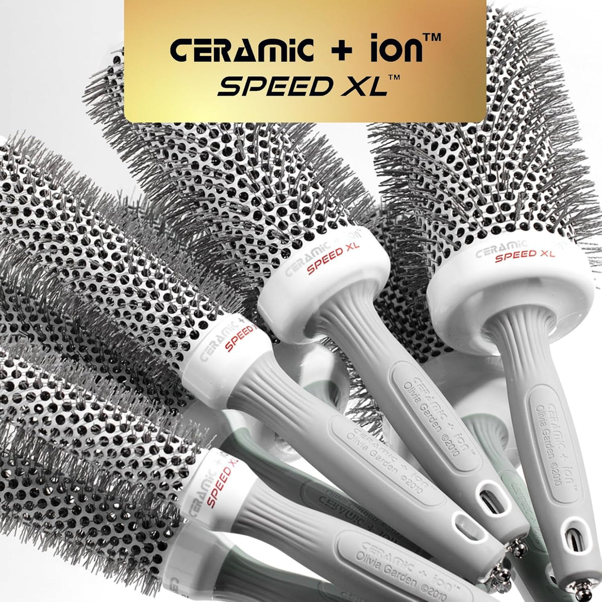 Olivia Garden Ceramic + Ion Speed XL - Extra-Long Round Thermal Hair Brush - Not Electrical - Professional Blowout Brush