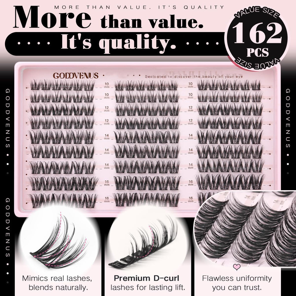Goddvenus Lash Clusters Natural Wispy Cluster Eyelash Extensions, DIY Lash Extension at Home for Natural Look, D Curly I