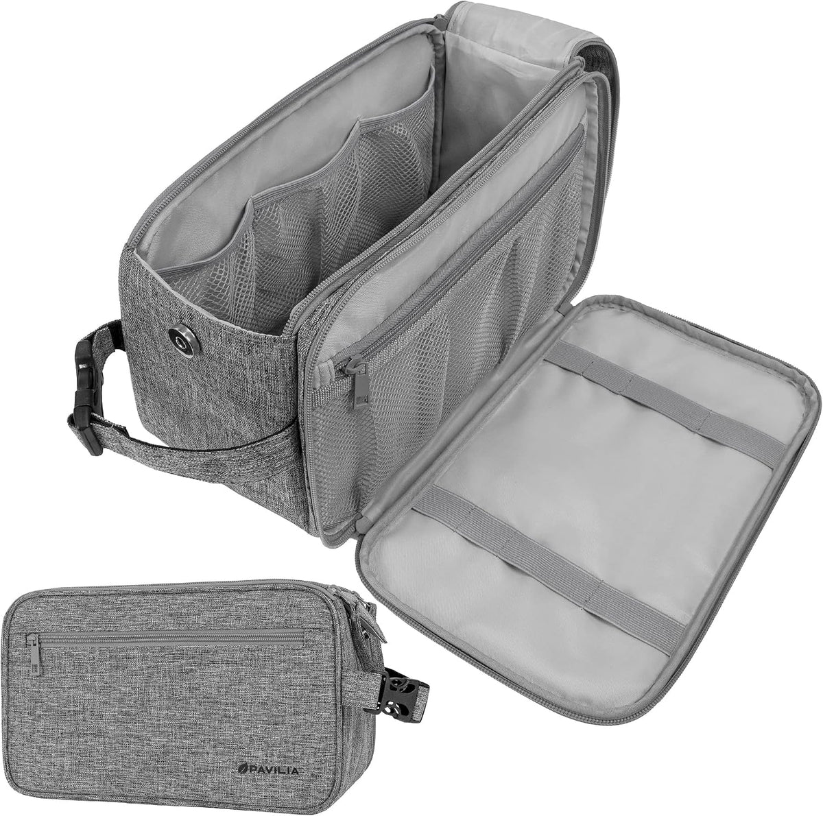 PAVILIA Toiletry Bag for Men, Travel Essentials Shaving Dopp Kit, Mens Travel Bag Toiletries Organizer Case for Grooming