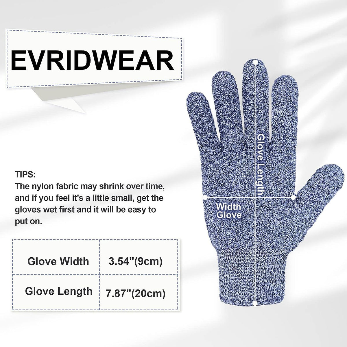 Evridwear Exfoliating Dual Texture Bath Gloves for Shower, Spa, Massage and Body Scrubs, Dead Skin Cell Remover, Gloves 