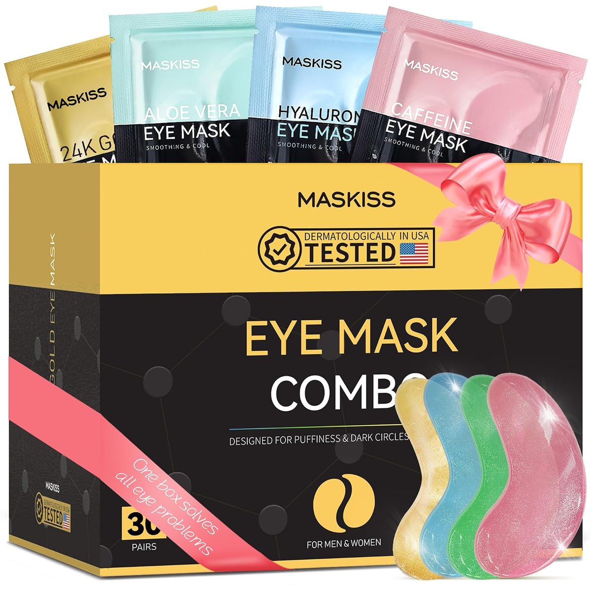 Maskiss 24k Gold Under Eye Patches (25 Pairs), eye mask, Collagen Skin Care Products, Eye Patches for Puffy Eyes, eye ma