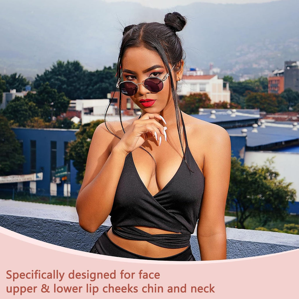 Facial Hair Remover for Women - as Seen on TV Painless Face Shaver - Electric Hair Removal Device for Face Lips Peach Fu