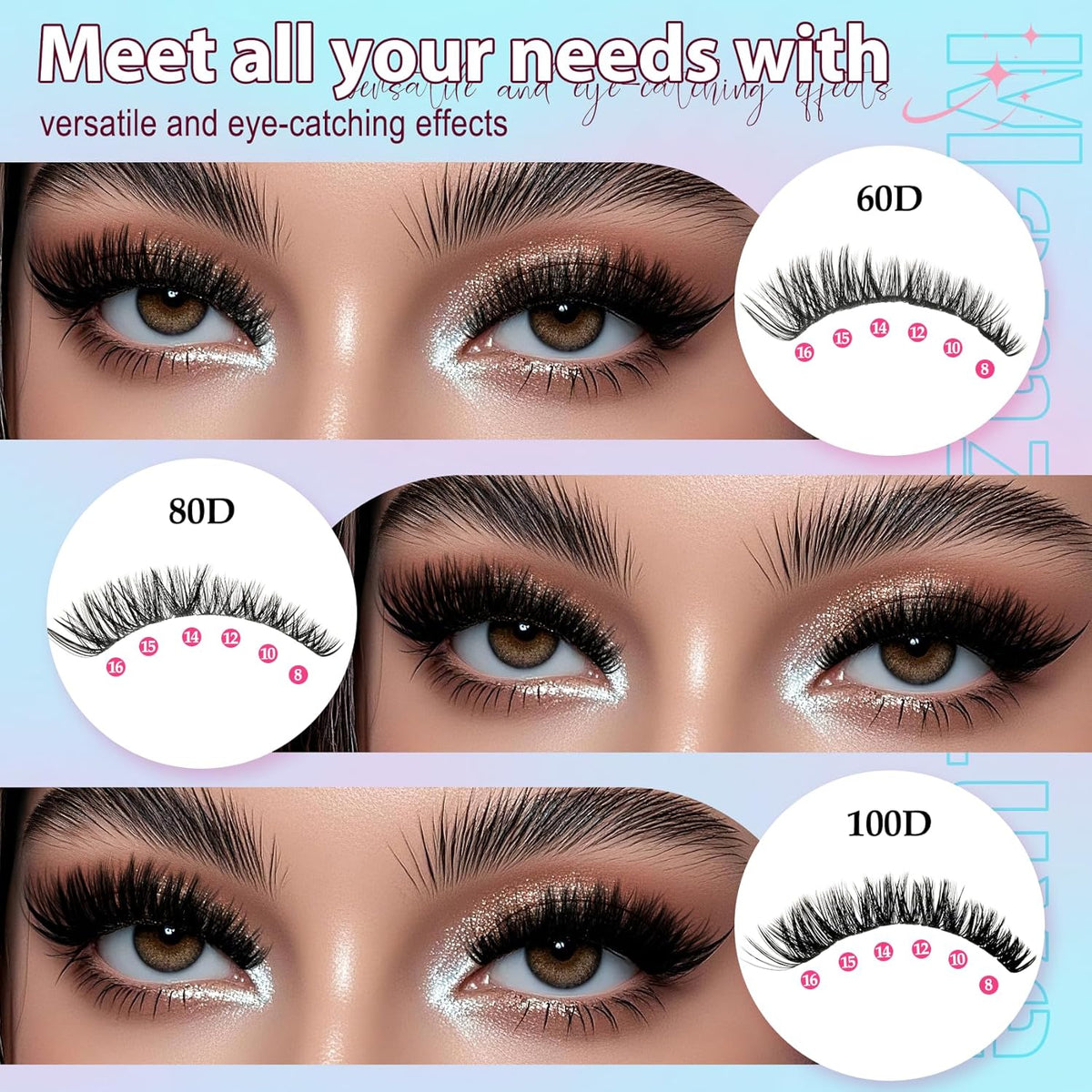Lash Clusters Kit 708Pcs Individual Cluster Lash Extensions Kit 30D+40D+50D+60D+80D+100D Wispy Eyelash Clusters with Las
