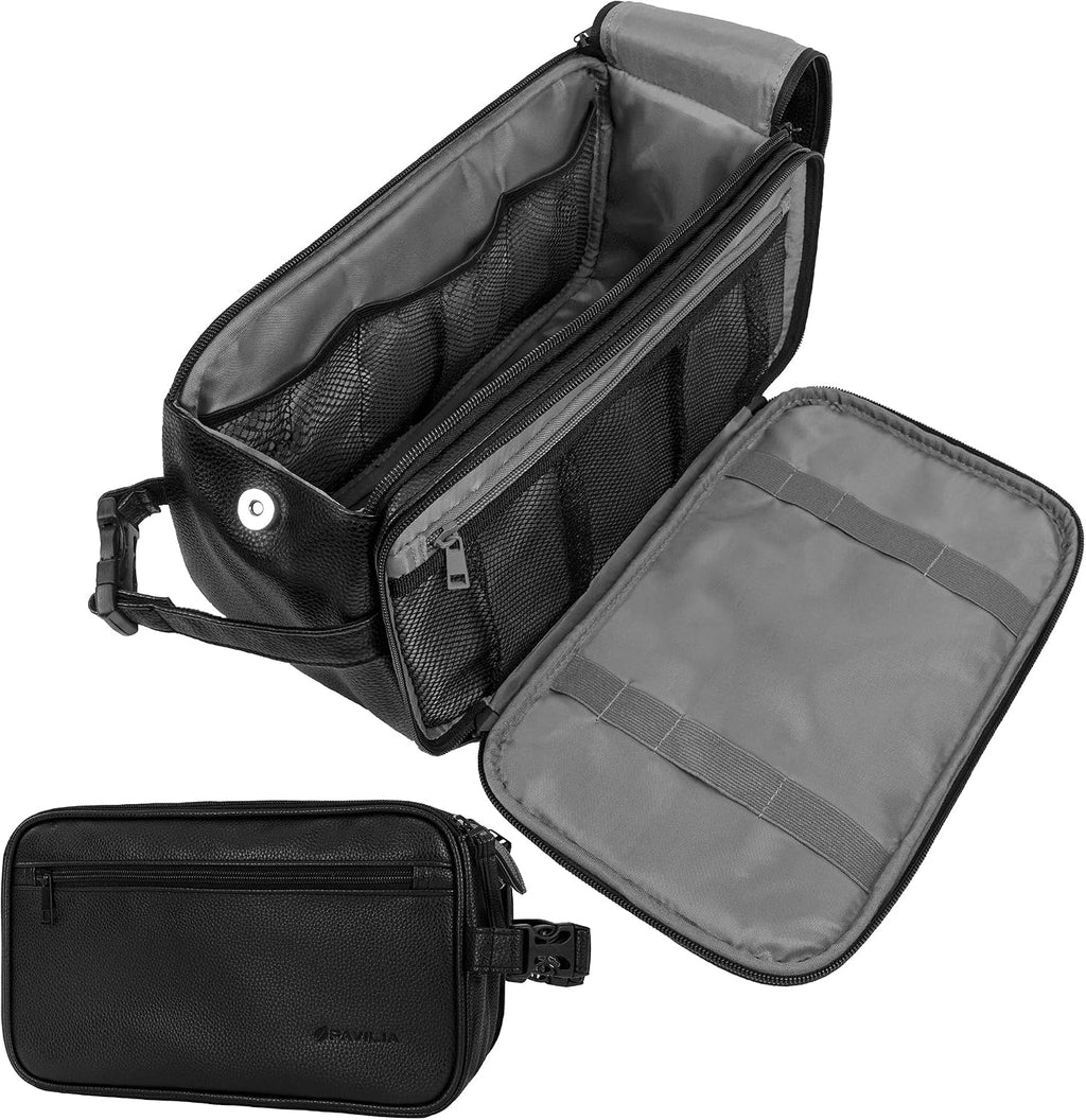 PAVILIA Toiletry Bag for Men, Travel Essentials Shaving Dopp Kit, Mens Travel Bag Toiletries Organizer Case for Grooming