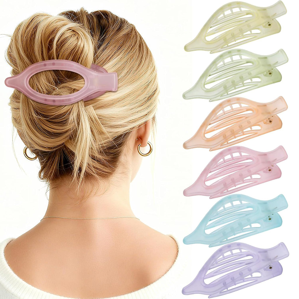 Flat Hair Clips for Women - 6 PCS French Flat Claw Clips Medium Hair Clips for Girls Large Hair Claw Clips for Thick or 