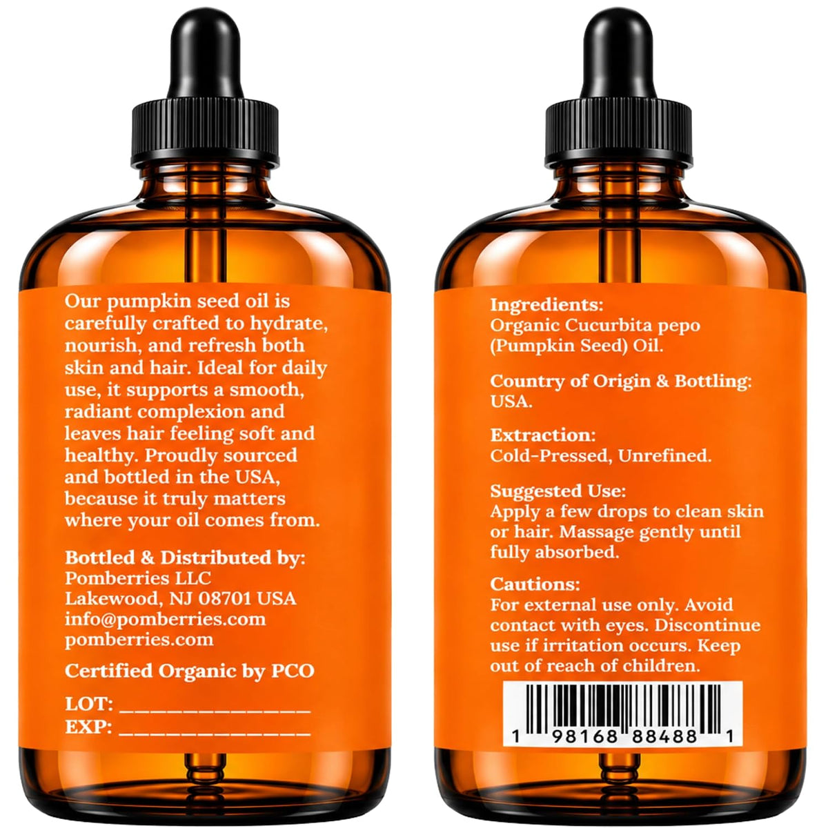 Pumpkin Seed Oil, USA Grown, USDA Organic Pumpkin Seed Oil for Hair Growth