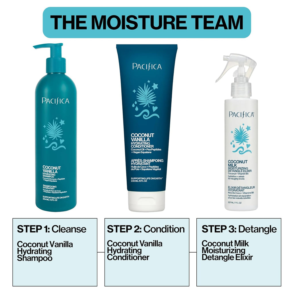 Pacifica Coconut Milk Hair Detangler Spray – Leave-In Conditioning Elixir for Tangle-Free Hair – Instantly Detangles Kno