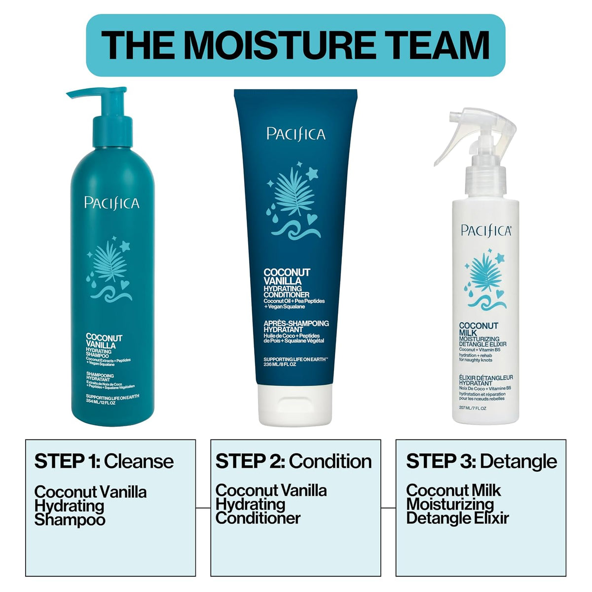 Pacifica Coconut Milk Hair Detangler Spray – Leave-In Conditioning Elixir for Tangle-Free Hair – Instantly Detangles Kno