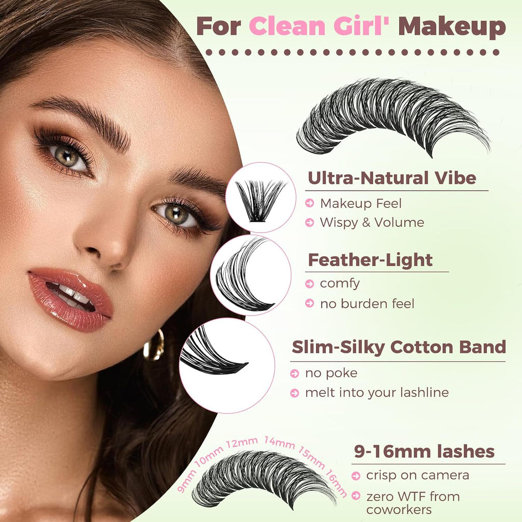 Lash Clusters Kit for Beginners Eyelash Clusters Kit Lashes Clusters Kit Cluster Lashes Pestañas Postizas Naturales with