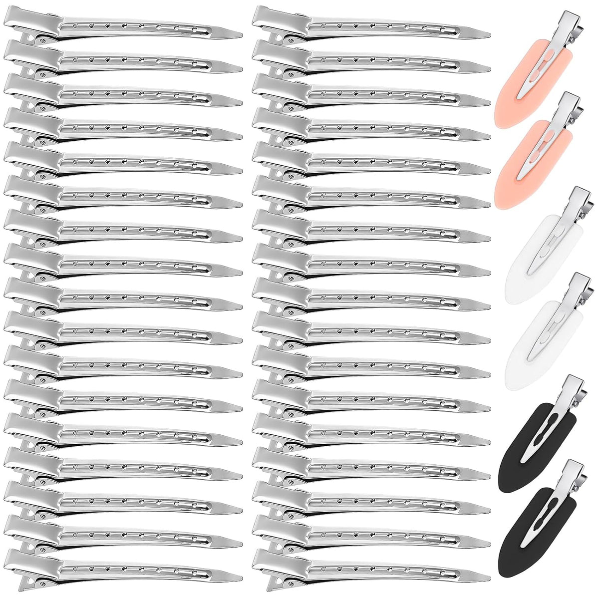 40 Pcs Hair Clips Women Styling, Alligator Metal Hair Clips, Hair Pin Curl Rollers Clips, 34 Pcs 3.5"Duckbill Sectioning