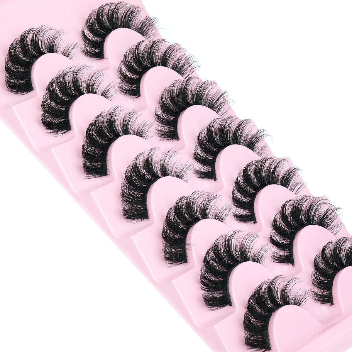 Mink Lashes Fluffy Wispy Lashes Natural Look 3D False Eyelashes D Curl Russian Strip Lashes 7 Pairs Short Fake Eyelash P
