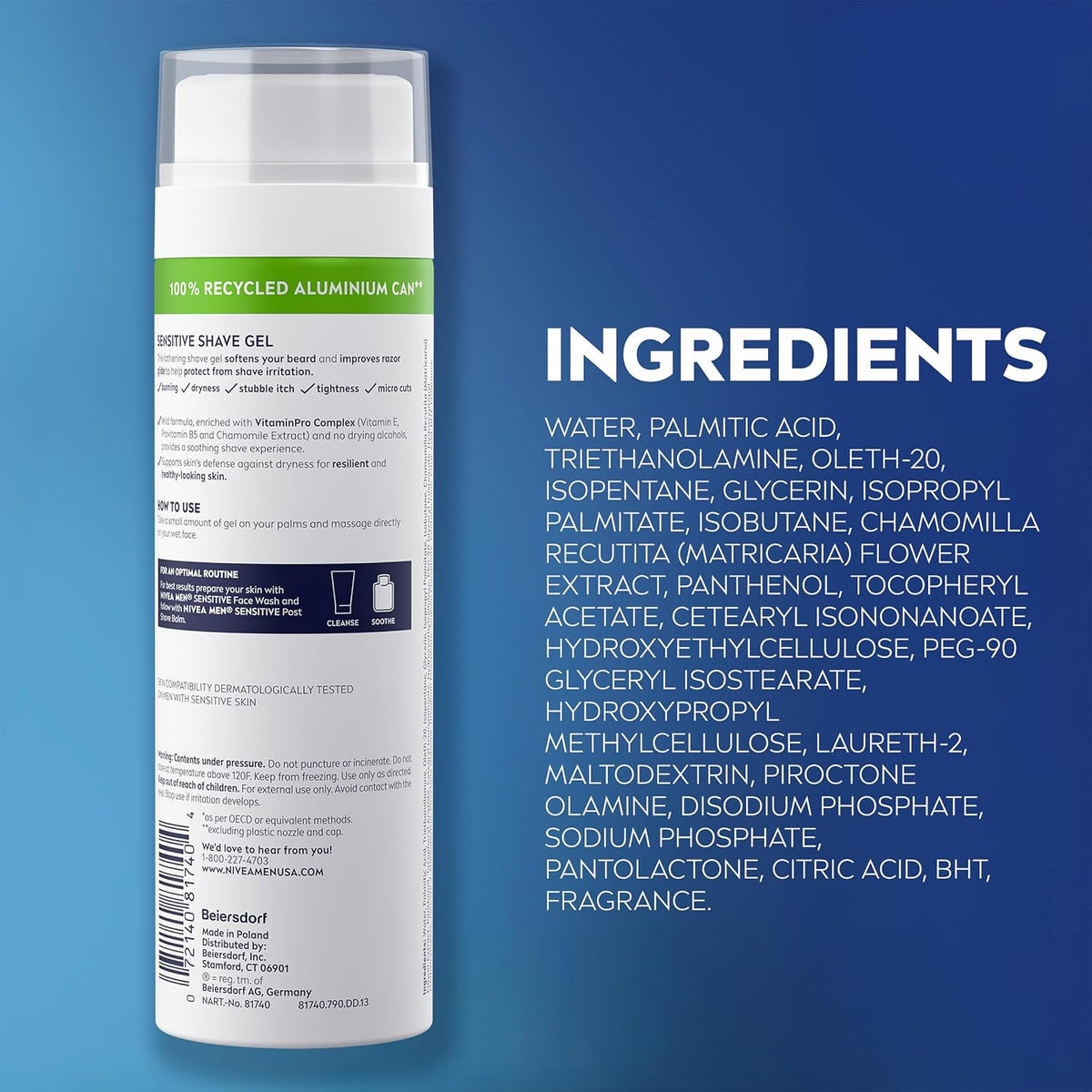 NIVEA MEN Sensitive Shave Gel, No Drying Alcohol, Mulitpack, 3 x 7 OZ