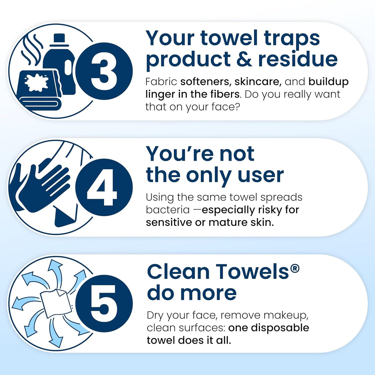 Clean Skin Club Clean Towels XL®, 100% USDA Biobased Face Towel, Disposable Face Towelette, Eczema Association Accepted,