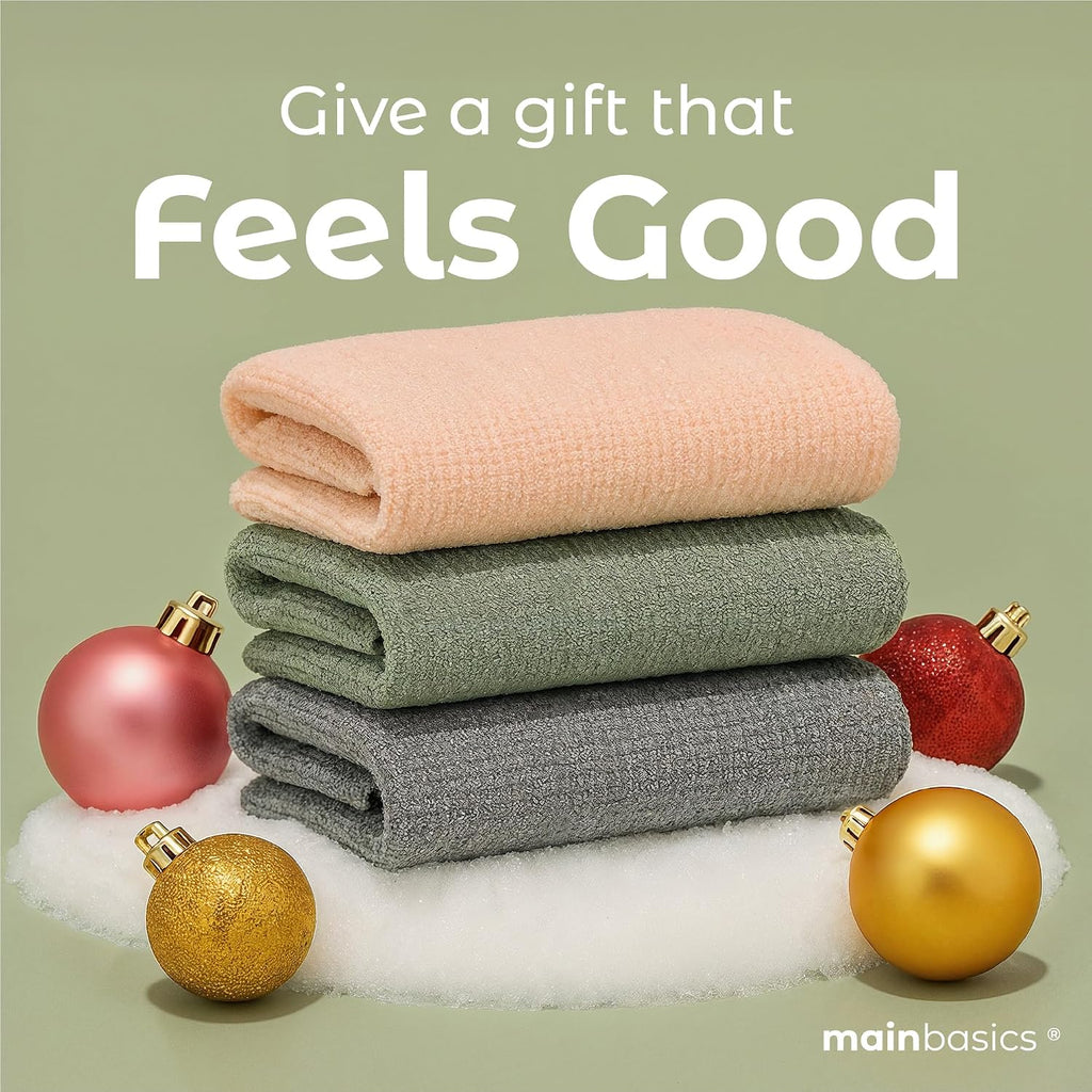 MainBasics Deep Exfoliating Japanese Shower Towel, 3 Pack, Earthy Love
