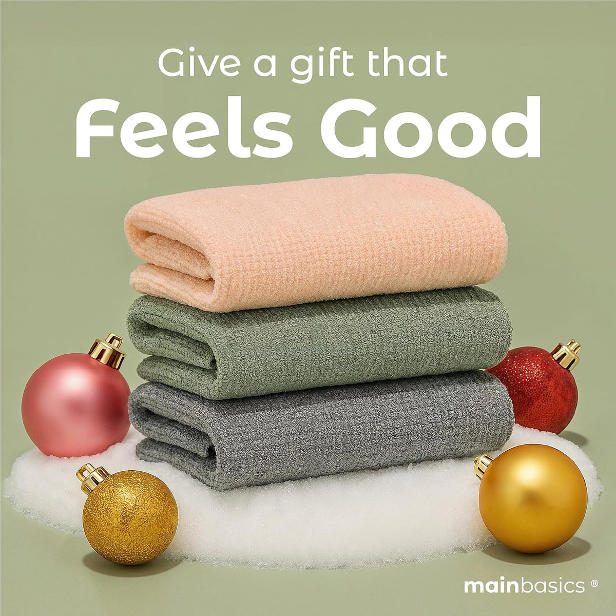 MainBasics Deep Exfoliating Japanese Shower Towel, 3 Pack, Earthy Love