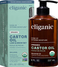 Cliganic Castor Oil Organic Cold Pressed for Eyelashes, Eyebrows & Skin 8oz