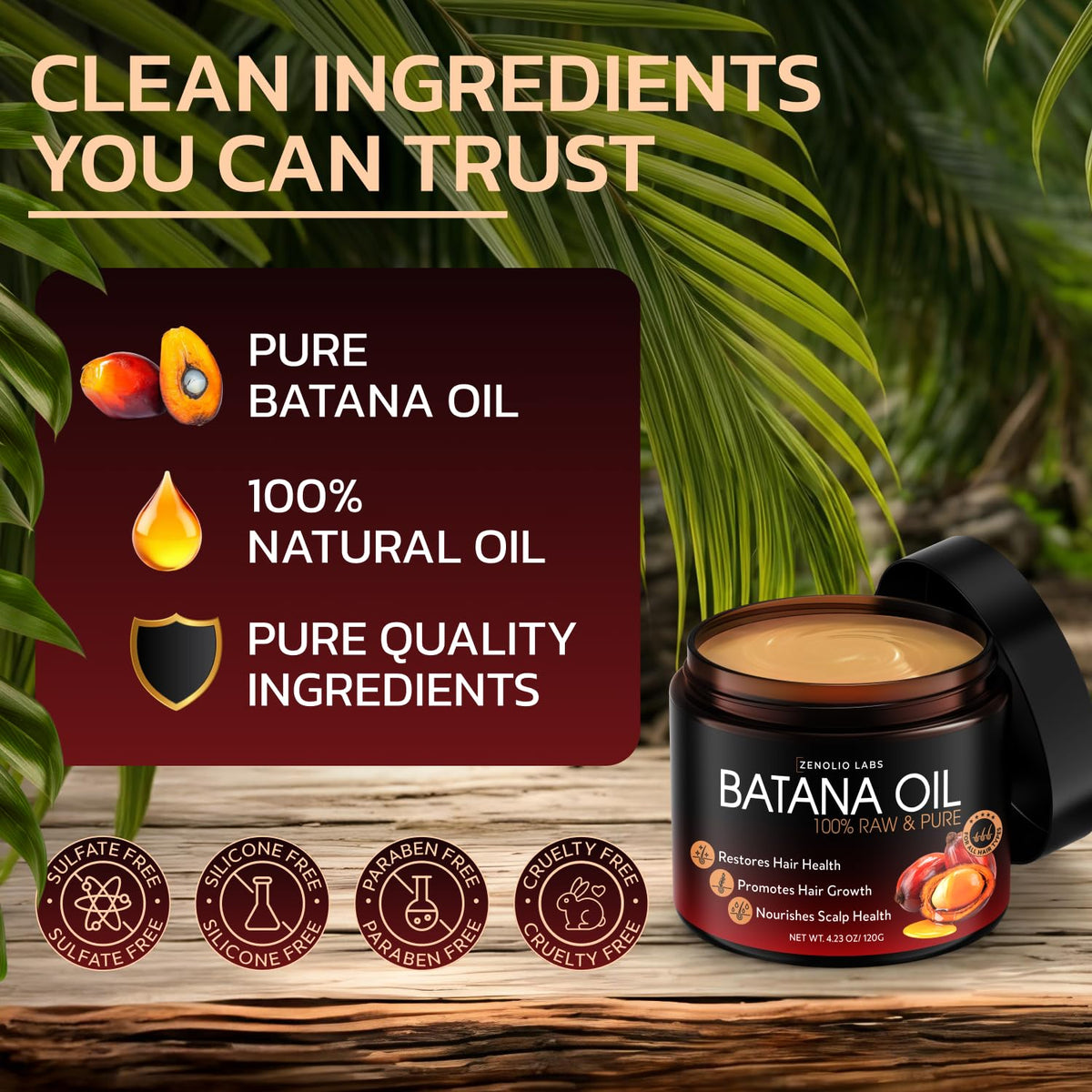Batana Oil for Hair Growth - 100% Pure & Unrefined Raw Dr Sebi Botana Oil