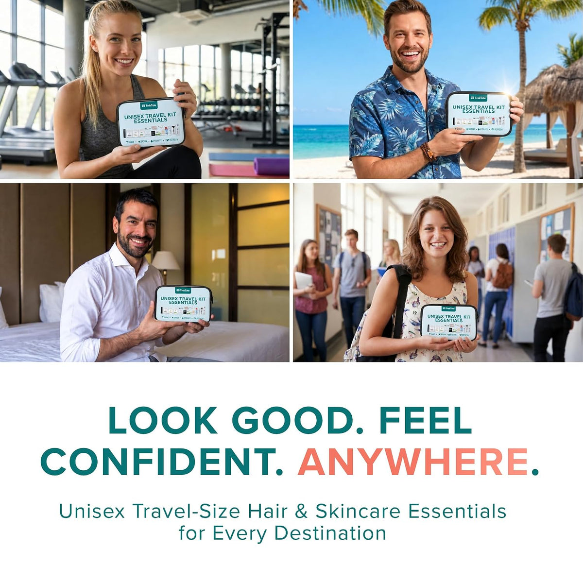 Unisex Travel Essentials Kit Includes Name Brand Travel Size Toiletries