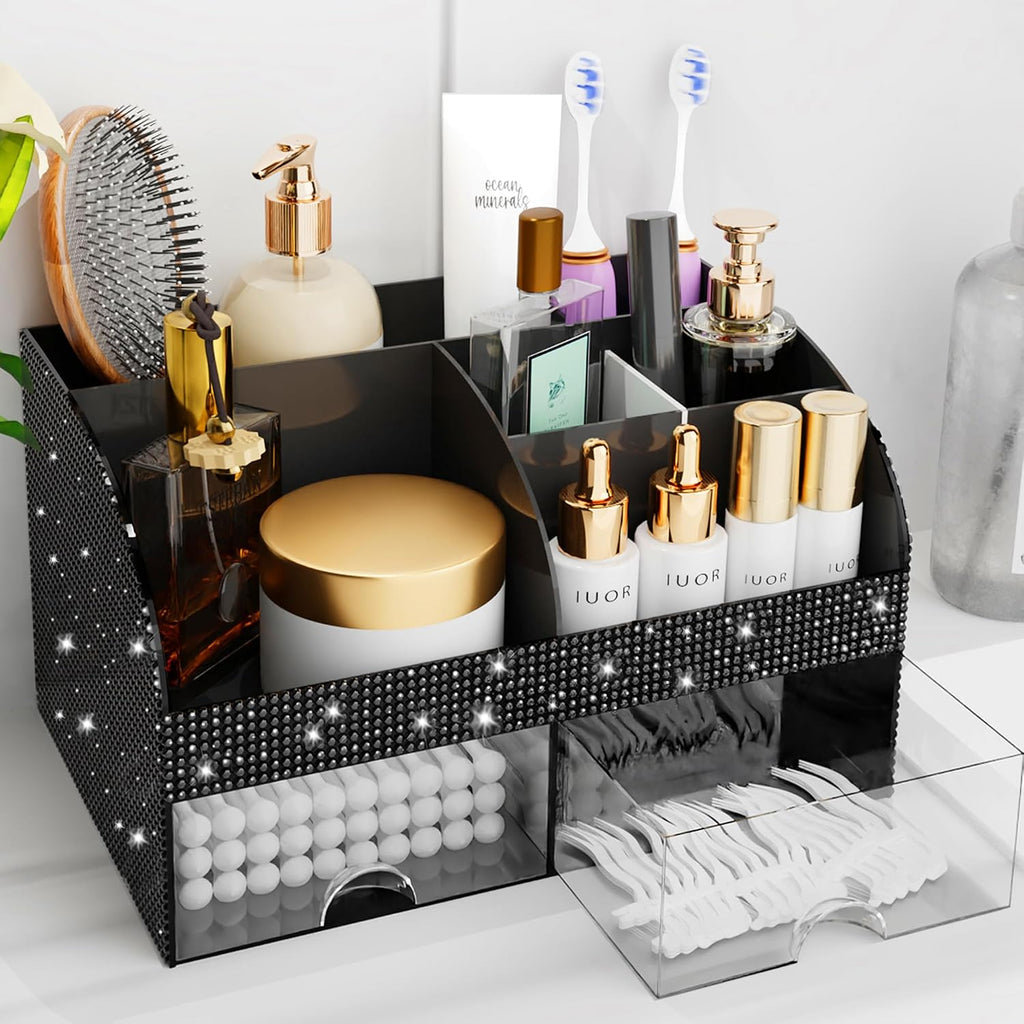 Makeup Organizer with Drawers, Cosmetic Storage for Dresser Vanity and Bathroom Countertop, Beauty Holder for Lipstick B