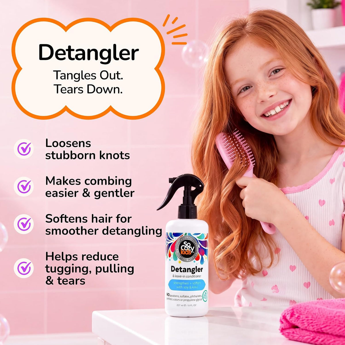 SO COZY Kids 2-in-1 Detangler & Leave In Conditioner Spray, 8 Fl Oz